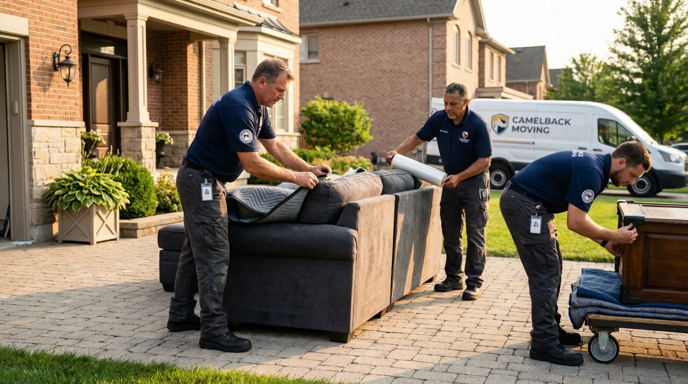 Large estate moving crew wrapping furniture in Box Elder, SD