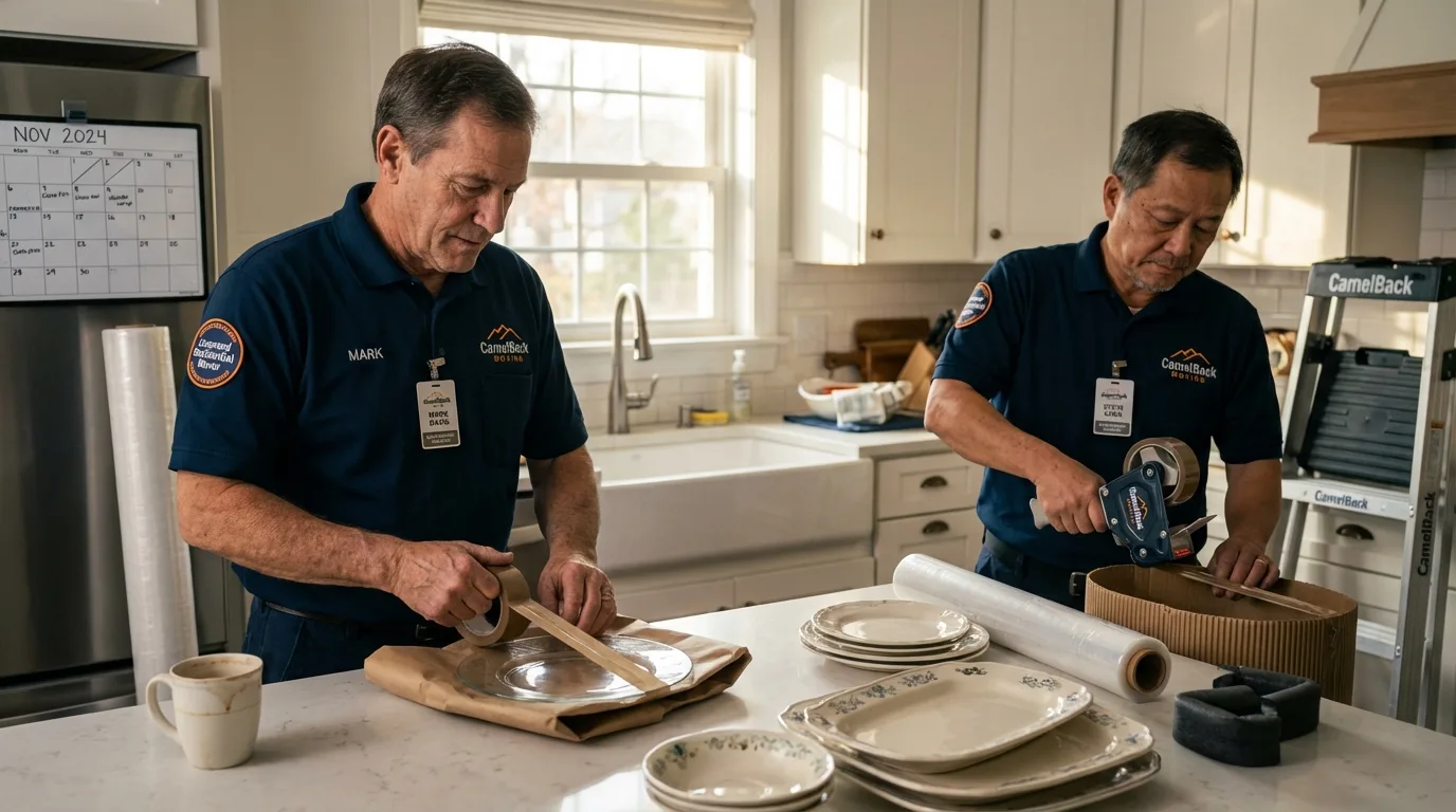 Professional crew packing kitchen dishware in Box Elder, SD
